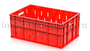 Ящик для молока, мяса, овощей и фруктов малая перфорация дно сплошное красный в Курске