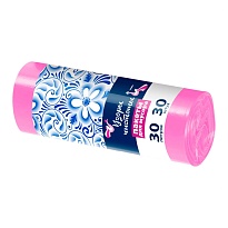 Мешки для мусора 30 л, розовые, в рулоне 30 шт., ПНД, 8 мкм, 560х480 мм, Узоры Чистоты, МУ3605 (ММЭ-30роз) в Курске