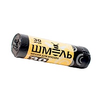 Мешки для мусора 30 л, черные, в рулоне 30 шт., ПНД, 7 мкм, 600х500 мм, ШМЕЛЬ, 4625 в Курске