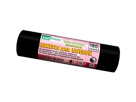Мешки для мусора 180 л, ароматизированные, черные, в рулоне 10 шт., ПВД, 50 мкм, 1100х930 мм, EXTRA black, 18008301 в Курске