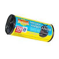 Мешки для мусора 120 л, черные, в рулоне 20 шт., ПНД, 15 мкм, 1100х700 мм, Крепак, 4607075710207 в Курске
