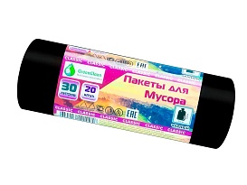 Мешки для мусора 30 л, черные, в рулоне 20 шт., ПНД, 7 мкм, 600х500 мм, MIRPACK Classik, 302040 в Курске
