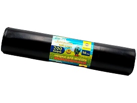 Мешки для мусора 200 л, ароматизированные, черные, в рулоне 10 шт., ПВД, 100 мкм, 1200х800 мм, Добрыня, Dob20010black в Курске