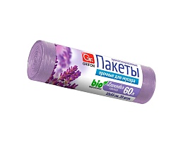 Мешки для мусора 60 л, ароматизированные, Лаванда, сиреневые, в рулоне 20 шт., ПНД, 9 мкм, 650х550 мм, GRIFON Aroma, 101-023 La в Курске
