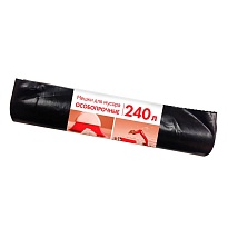 Мешки для мусора 240 л, черные, в рулоне 10 шт., ПВД 100 мкм, 1350х900 мм, Концепция Быта, 603887 в Курске