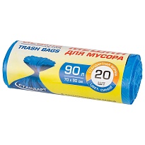 Мешки для мусора 90 л, синие, в рулоне 20 шт., ПНД, 14 мкм, 900х700 мм, LAIMA ULTRA, 607693 в Курске
