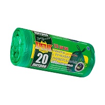 Мешки для мусора 20 л, биоразлагаемые, с ручками, черные, в рулоне 30 шт., ПНД, 10 мкм, 550х440 мм, Крепак, 4607075710047 в Курске