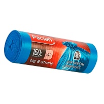 Мешки для мусора 160 л, синие, в рулоне 10 шт., ПВД, 21 мкм, 1200х870 мм, PACLAN Big&Strong, 604075 в Курске
