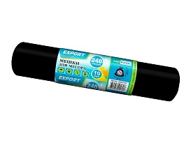 Мешки для мусора 240 л, черные, в рулоне 10 шт., ПВД 80 мкм, 1300х930 мм, EXPORT, exp 24010167 в Курске