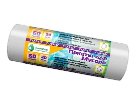 Мешки для мусора 60 л, белые, в рулоне 20 шт., ПНД, 7 мкм, 700х600 мм, MIRPACK Classik, 602052 в Курске