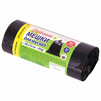 Мешки для мусора 30 л, черные, в рулоне 30 шт., ПНД, 7 мкм, 550х480 мм, Любаша, 608089 в Курске