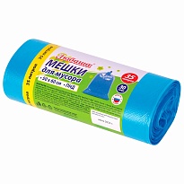 Мешки для мусора 35 л, синие, в рулоне 30 шт., ПНД, 10 мкм, 600х500 мм, Любаша, 608091 в Курске