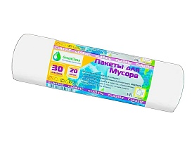 Мешки для мусора 30 л, белые, в рулоне 20 шт., ПНД, 7 мкм, 600х500 мм, MIRPACK Classik, 302042 в Курске