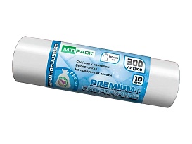 Мешки для мусора 300 л, белые, в рулоне 10 шт., ПВД 70 мкм, 1400х1000 мм, PREMIUM+, 300101602 в Курске