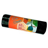 Мешки для мусора 60 л, черные, в рулоне 30 шт., ПНД, 6 мкм, 640х580 мм, Концепция Быта EcoClean, 603890 в Курске