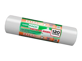 Мешки для мусора 120 л, белые, в рулоне 10 шт., ПНД, 14 мкм, 1100х700 мм, EXTRA, ex1201803 в Курске