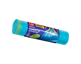 Мешки для мусора 50 л, с завязками, голубые, в рулоне 15 шт., ПНД, 14 мкм, 700х600 мм, GRIFON, 101-063 в Курске