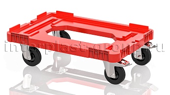 Тележка пластиковая с отверстием 2 колеса с тормозом усиленная красная в Курске