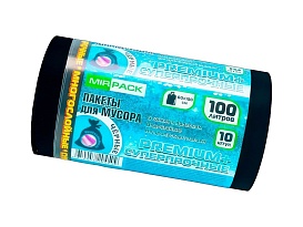 Мешки для мусора 100 л, черные, в рулоне 10 шт., ПВД, 70 мкм, 1000х600 мм, PREMIUM+, 1001076 в Курске