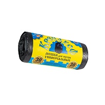 Мешки для мусора 30 л, с ушками, черные, в рулоне 30 шт., ПНД, 8 мкм, 580х460 мм, Крепакоф, 4607075710238 в Курске