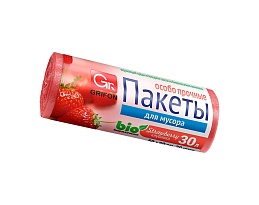 Мешки для мусора 30 л, ароматизированные, Клубника, красные, в рулоне 20 шт., ПНД, 9 мкм, 560х530 мм, GRIFON Aroma, 101-020 K в Курске