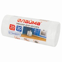 Мешки для мусора 35 л, белые, в рулоне 30 шт., ПНД, 6 мкм, 550х480 мм, LAIMA, 605538 в Курске