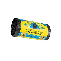 Мешки для мусора 20 л, с ушками, черные, в рулоне 30 шт., ПНД, 10 мкм, 550х440 мм, Крепакоф, 4607075710221 в Курске