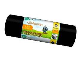 Мешки для мусора 180 л, ароматизированные, черные, в рулоне 10 шт., ПВД, 100 мкм, 1100х930 мм, Добрыня, Dob18010black в Курске