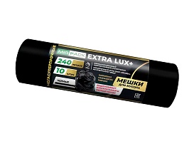 Мешки для мусора 240 л, черные, в рулоне 10 шт., ПВД 60 мкм, 1300х930 мм, EXTRA LUX+, 24010115 в Курске