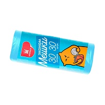 Мешки для мусора 30 л, синие, в рулоне 30 шт., ПНД, 5 мкм, 560х480 мм, Эконом, МЭ3841 (ПМ-30-30) в Курске